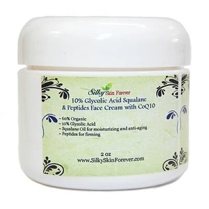 10% Glycolic Acid Squalane Peptides Face Cream CoQ10 Anti-aging Moisturizer AHA - Picture 1 of 1