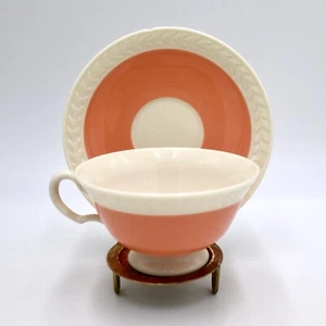 Vintage Lenox Fontaine Coral White Saucer Plate & Tea Cup Set Rare *Small Chip* - Picture 1 of 12