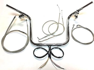 16 x 1.25 Chrome Ape Hanger Handlebar Kit Switches 96 06 Harley Heritage Softail - Foto 1 di 4