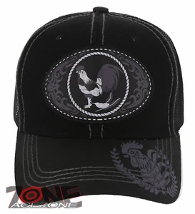 NEW! COCK ROOSTER FIGHT MESH TRUCKER SNAPBACK BASEBALL CAP HAT BLACK - Picture 1 of 4