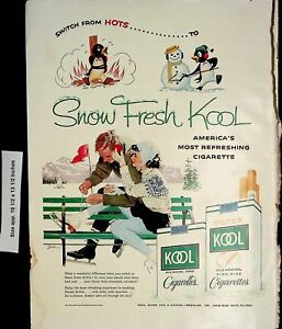 1958 Kool Cigarettes Snow Fresh Hots to Kool Vintage Print Ad 4843