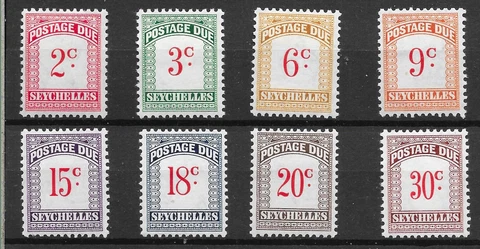 SEYCHELLES SGD1/8 1951 POSTAGE DUE SET MTD MINT (r) Cover