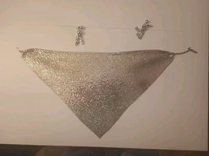 whiting and davis mesh Bag Necklace And. Earing Set - Picture 1 of 7