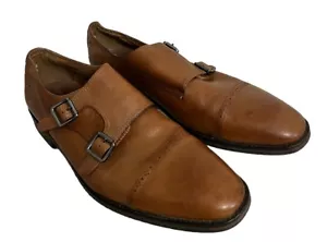 Perry Ellis Portfolio Men's Size 12 Brown Loafers w Buckles Leather Shoes - Picture 1 of 13