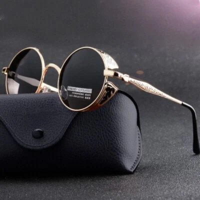 Gafas de sol polarizadas Steampunk hombres mujeres UV400 conducción retro gafas redondas Foto 1 de 4