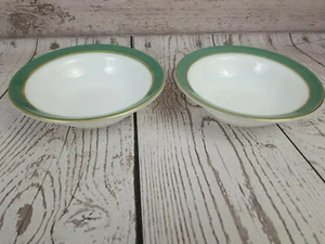 Vintage Pyrex Fruit Cup Bowls Regency Green Band Gold Trim Lot of 2 Excellent🔥 - Picture 1 of 12