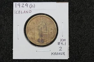 1929 Iceland 2 Kronur KM# 4.1 3V52 - Picture 1 of 4