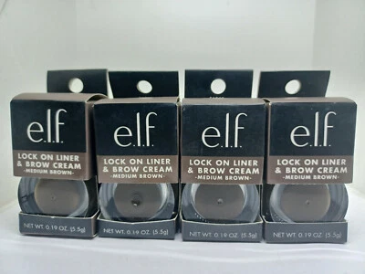 Lot of 4 e.l.f. ELF Lock On Liner & Brow Cream NIP 81943 - Medium Brown NEW - Image 1 of 2