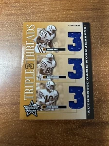 2001 Leaf Rookies and Stars Triple Threads TT-3 Manning Harrison James /100 - Picture 1 of 2