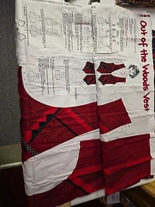 Out of the Woods Vest Fabric Panel Red And Coordinating Fabric - Picture 1 of 4