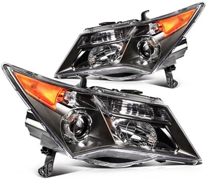 Left+Right Headlights Assembly For 2007-2009 Acura MDX Black Housing Pair - Picture 1 of 9