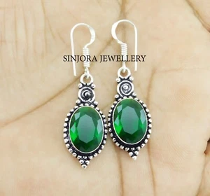 Chrome Diopside Gemstone 925 sterling silver handmade Dangle/Drop Earrings 1.50" - Picture 1 of 4