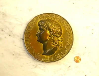 6-дюймовый римский император NERO Imago изображение золотой позолоченный латунный золотистый монета стандартный знак - Изображение 1 из 4