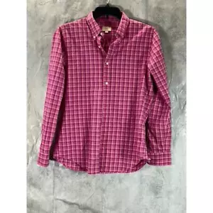 CLUB MONACO Men's Red Plaid Slim-Fit Button-Up Long-Sleeve Shirt SZ M - Picture 1 of 11