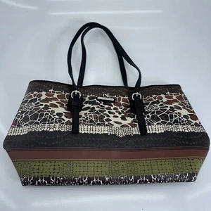 Dana Buchman Large Triple Compartment Shoulder Bag Multicolor Animal Print - Bild 1 von 13