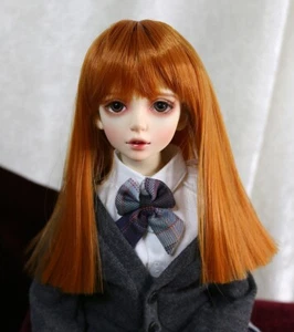 Peluca de muñeca 1/4 6-7" BJD MSD cobre zanahoria rojo pelo liso con flequillo JR-206 - Imagen 1 de 5