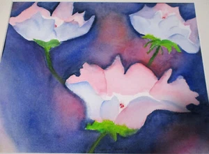 VINTAGE ORIGINAL FLORAL WATERCOLOR Signed by Norma Forbes Matted 16"x20" Art - Picture 1 of 4