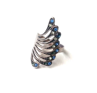 Prächtiger 925 Silber Ring mit blauen und transparenten Steinchen RG 58 - Bild 1 von 4