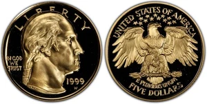 1999 $5 Commemorative Gold Proof (Washington) - .2418 oz. AGW - Picture 1 of 1