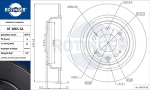ROTINGER 2x Bremsscheibe Ø305 mm voll hinten für Honda Accord VIII CU CW CR - Bild 1 von 2