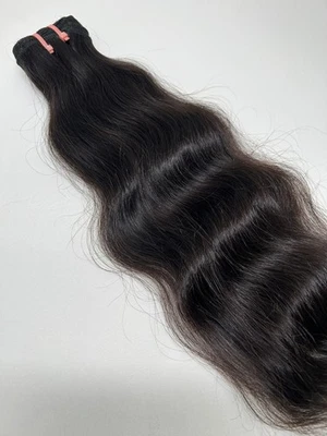 Natural Virgin Indian  Wavy Hair Bundle Extensions 100 gram Piece - Image 1 of 4