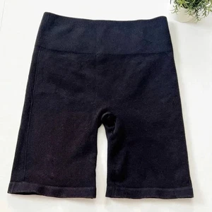 Everlane High Rise Elastic Waist Bike Shorts in Black Sz L - Picture 1 of 8