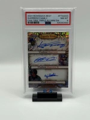 2024 Bowman's Best - Family Tree тройной авто Guerrero #FTA-GGG мини бриллиант /10 - Изображение 1 из 2