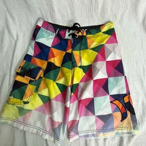 Hurley Youth Boys Boardshorts Sz 14 Surf Swimwear Board Shorts Geometric Surf - Picture 1 of 9