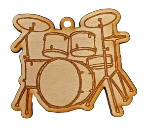 Portachiavi Artigianale Legno Batteria 6 x 5 cm Musica Regalo Handmade Drum - Picture 1 of 5