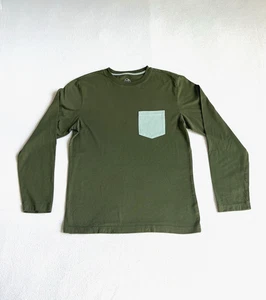 Camiseta de uso original para hombre talla pequeña verde militar manga larga cuello redondo - Imagen 1 de 9