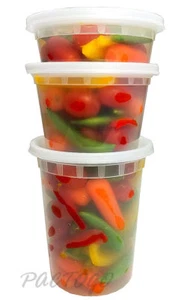 8 16 32 oz. Contenedor de alimentos para microondas con congelador de sopa Clear Deli 24 juegos cada uno  - Imagen 1 de 9