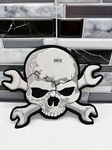 Skull & Wrench Cross Jacket Vest Back Biker MC Patch (XL-10.0 X 8.5 inch) - Picture 1 of 1