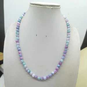 6/8/10mm Multicolor Lavender Colorful Kunzite Jade Necklace Birthday Gift Girl - Picture 1 of 8