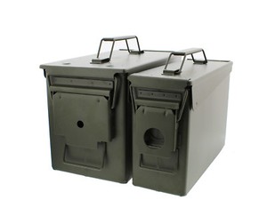 30 and 50 Cal Metal Gun Ammo Can 2-Pack – Military Steel Box Set Ammo Storage