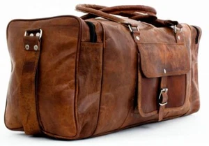 Echtes Leder Dreieck große Weekender Duffel Reise Reisetasche Neu Tasche - Bild 1 von 7