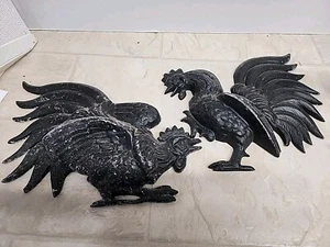 Vintage Cast Aluminum Fighting Roosters Wall Plaques Hoda - Picture 1 of 11