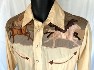 Vintage 70s Salaminder Kansas City Western Shirt Mens Rare NOS with Tags Horses - Bild 1 von 6