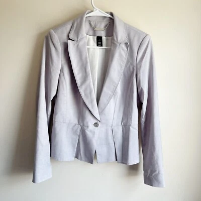 Blazer Casa Blanca Mercado Negro Gris Mezcla Lana Un Botón Peplum Carrera Talla 4 Foto 1 de 4