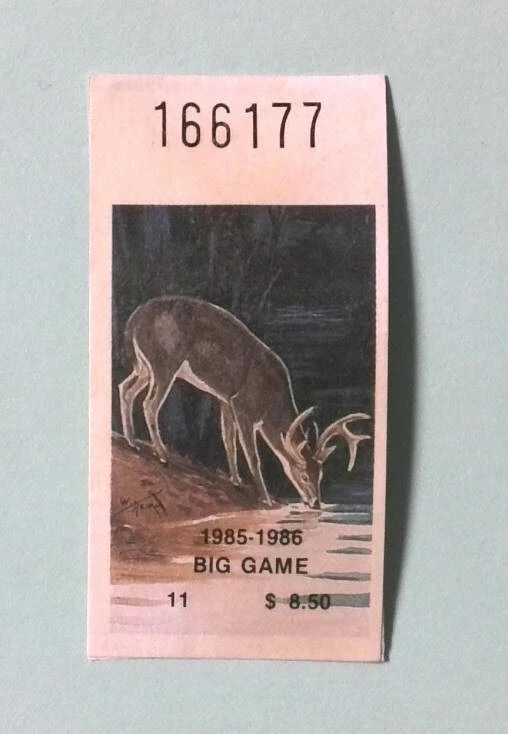1985 New York Resident Big Game Deer Hunting Fishing License Permit Stamp - Image 1 of 1