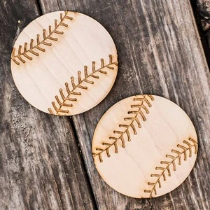 Sottobicchieri da baseball set di due 4x4 pollici in legno grezzo - Foto 1 di 1
