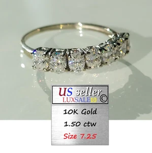 10k Solid Gold , Eternity Ring Size 7.25. 1.5 carat , 7 Moissanite , Oval shaped - Picture 1 of 16