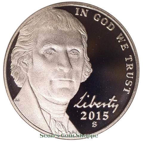 2015 S Proof Jefferson Nickel 5C Gem Deep Cameo Nickle Mirror Finish Cover