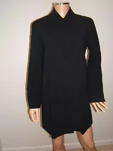 AKRIS PUNTO 6 8 SEXY NAVY BLUE Long LUXURY Light OVERCOAT Womens Jacket Blazer - Picture 1 of 12