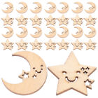 50 pièces bois en forme d'étoile lune en bois minuscule pièce en bois