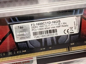 G.Skill | 16GB (8GBx2)GB | DDR3 | 1600 MHz F3-1600C11D-16GIS - Bild 1 von 3