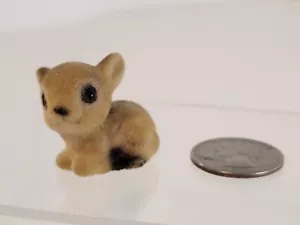 Vintage Josef Originals Flocked Baby Deer Fawn Figurine 2" - Picture 1 of 6