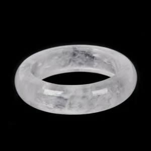 Natürlicher weißer Kristallring Quarz Edelstein Runder Ring Reiki Schmuck Heilung Geschenk - Bild 1 von 14