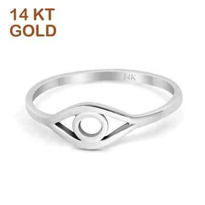 14 Karat Gold Evil Eye schlichter Ehering Verlobungsring - Bild 1 von 24