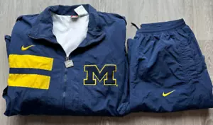 Nike Team Michigan Wolverines Blue Windbreaker Track Suit Jacket / Pants 2XL - Picture 1 of 5