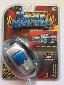 The Original Muscle Machines Series 3 1957 '57 Chevy Sport Coupe Silver Diecast  - Picture 1 of 5